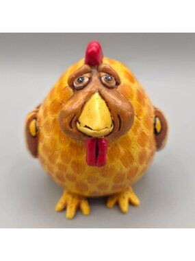 1997 Vicki Thomas Enesco Chicken Gourd Figurine Folk Art Decor AS IS